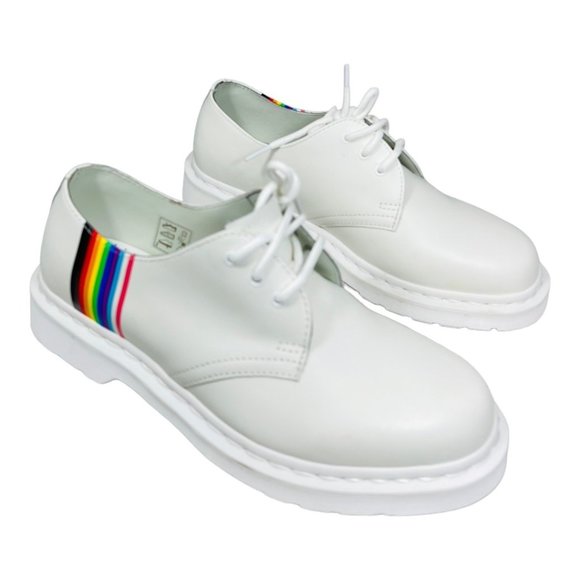 Dr Martens AirWair 1461 For Pride White with Rainbow Accent Unisex US M 7, W 8 - Picture 3 of 13